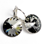 Ohrhänger gefertigt mit SWAROVSKI Rivoli Kristallen 12mm Black Diamond