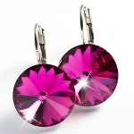 Ohrhänger gefertigt mit SWAROVSKI Rivoli Kristallen 12mm Fuchsia