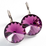 Ohrhänger gefertigt mit SWAROVSKI Rivoli Kristallen 14mm Amethyst