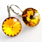 Ohrhänger gefertigt mit SWAROVSKI Rivoli Kristallen 14mm Topaz